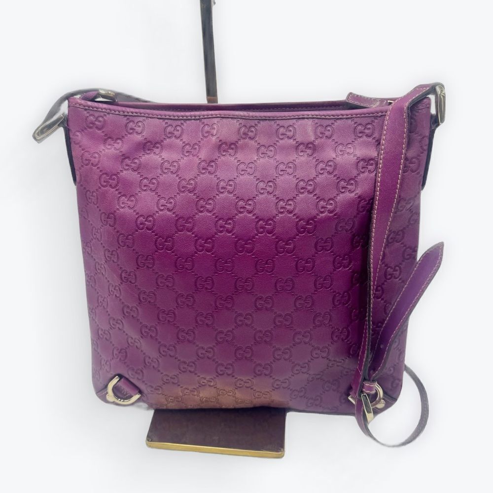 Gucci Magenta Purple Guccisima GG Signature Abbey D Ring Crossbody Messenger Bag - Picture 5 of 16